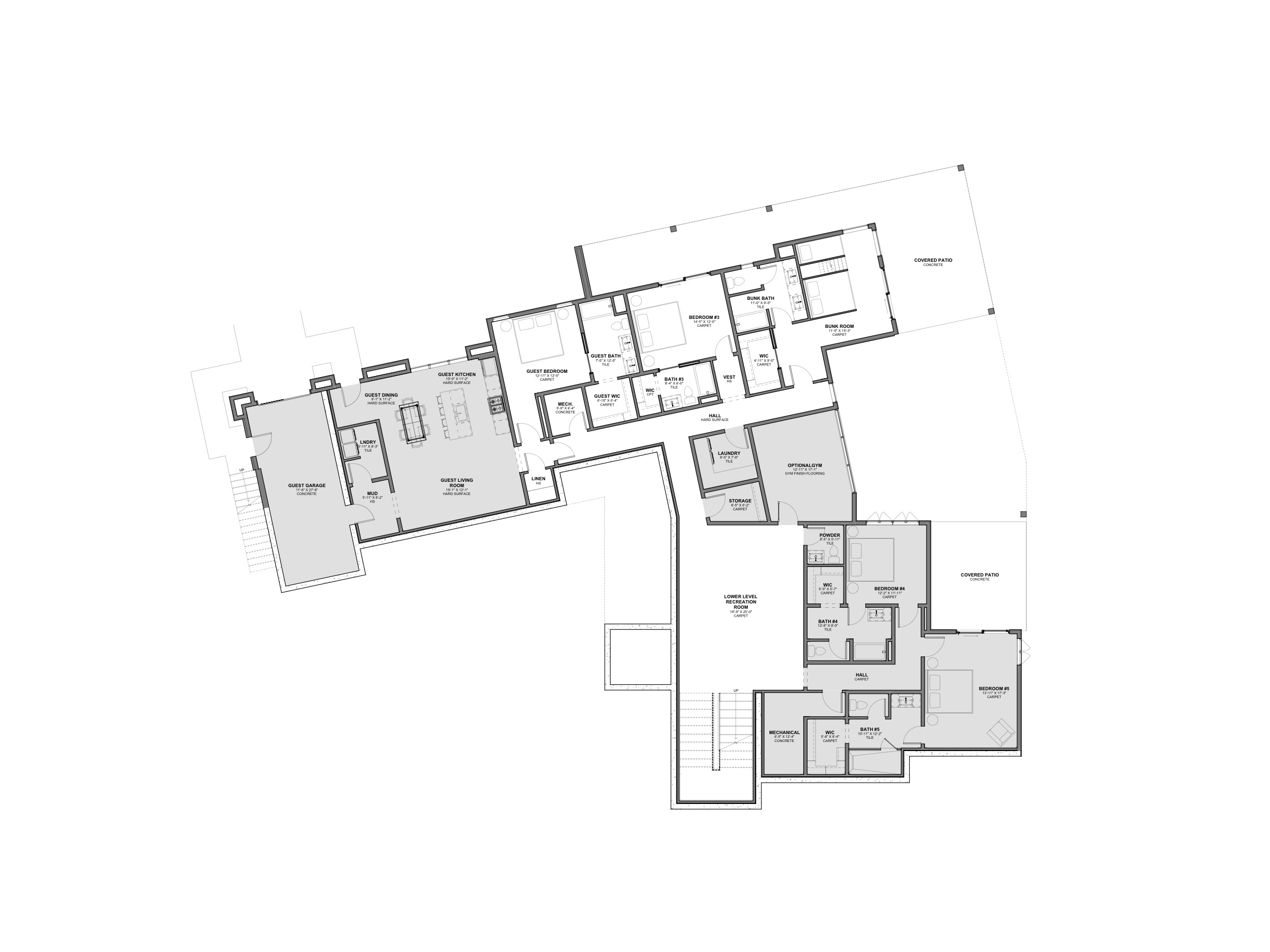Winslow Residence — Floor Plan Lower Level Bedroom Options